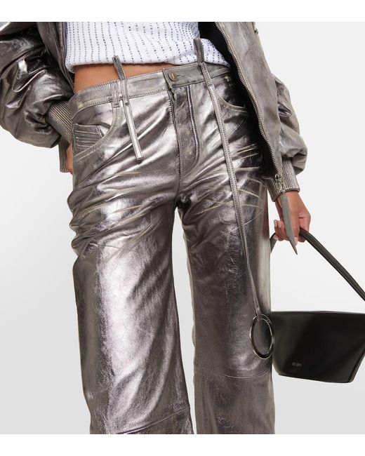 Pantaloni in pelle metallizzata di The Attico in Gray