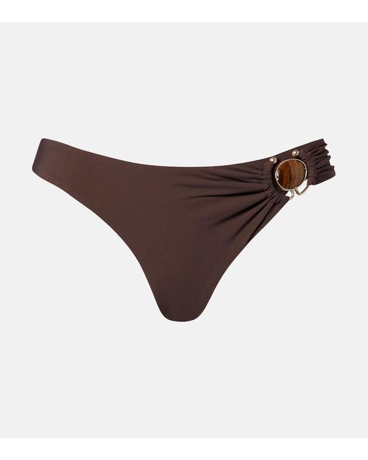 Christopher Esber Brown Embellished Ring-Detail Bikini Bottoms