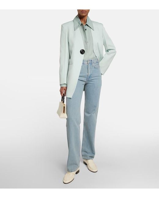 FRAME Blue High-Rise Straight Jeans Le Jane