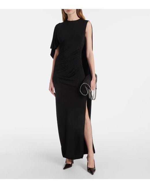 Stella McCartney Black Caped Ruched Gown