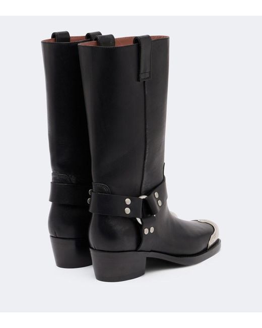 Paris Texas Black Roxy Embellished Leather Biker Boots