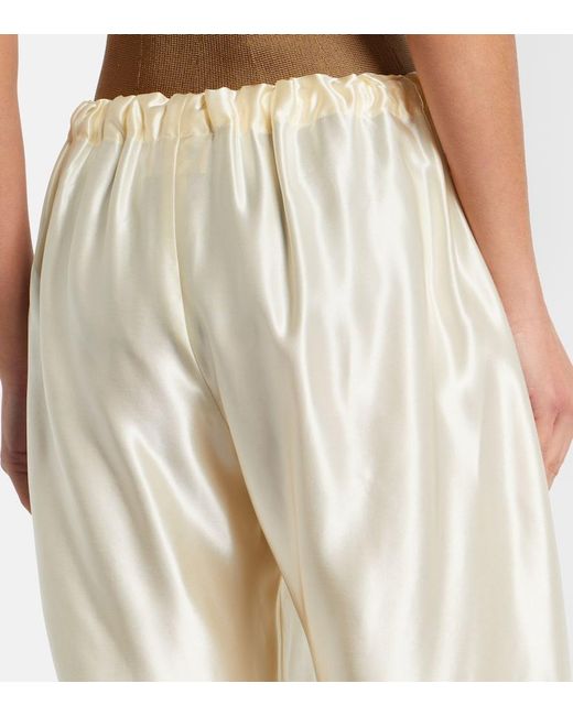 Khaite Natural Rohen Satin Wide-Leg Pants