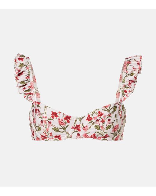 Agua Bendita Pink Kiwi Floral Bikini Top