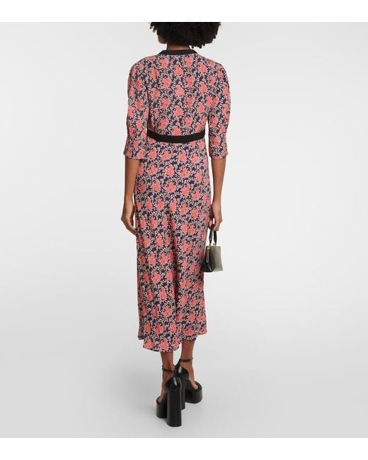 Rixo Red Petra Floral Keyhole Maxi Dress