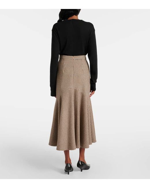 Falda Midi De Mezcla De Lana Con Pata De Gallo Patou de color Natural