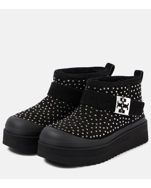 Tory Burch Black Mellow Suede Platform Ankle Boots