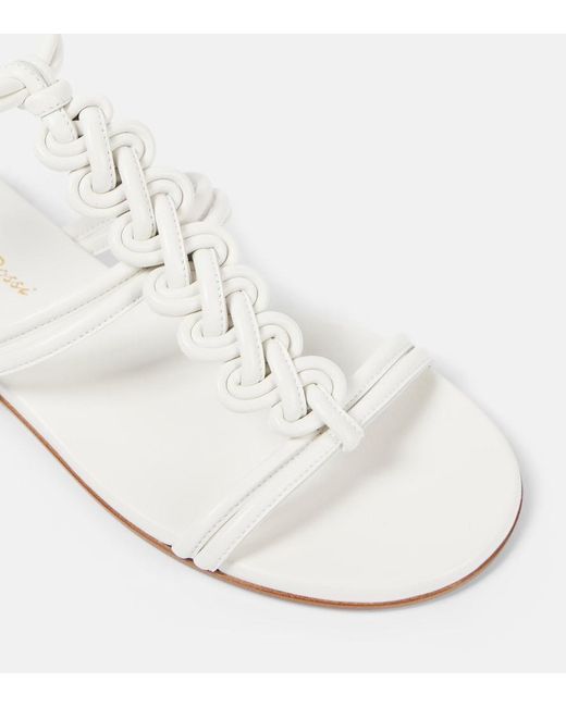 Gianvito Rossi White Capua Braided Leather Gladiator Sandals