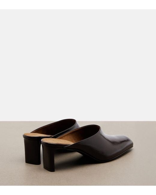 Khaite Brown Colt Leather Mules