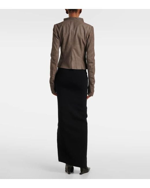 Rick Owens Gray Leather Biker Jacket