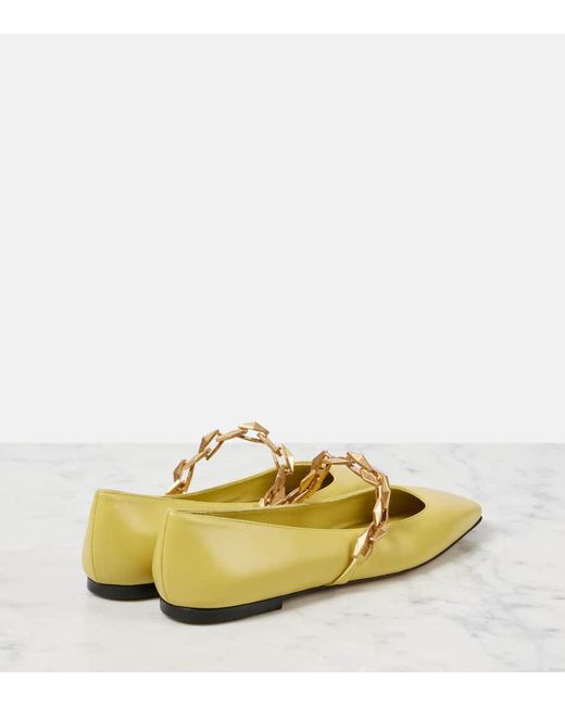 Jimmy Choo Yellow Diamond Tilda Leather Ballet Flats