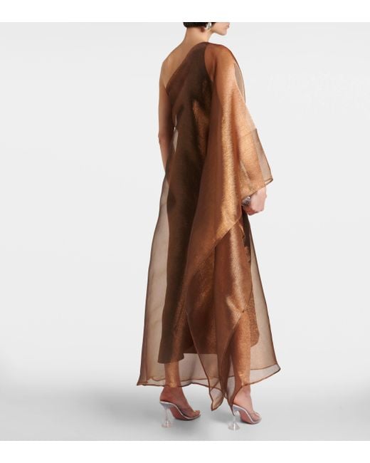 ‎Taller Marmo Brown Betsy One-shoulder Cady Maxi Dress