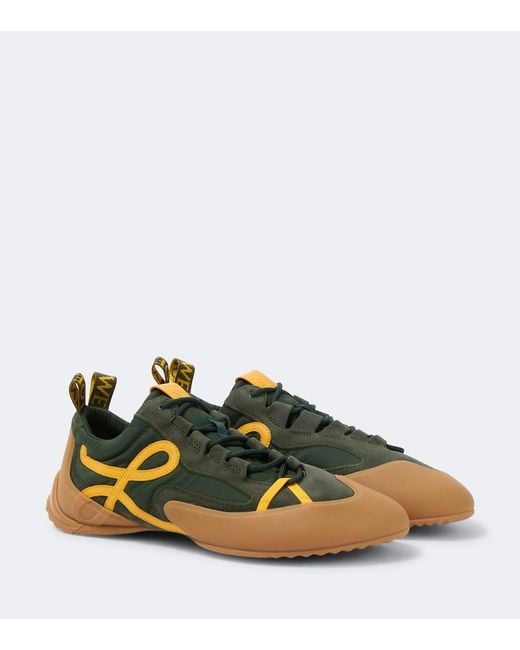 Loewe Green Grip Suede-Trimmed Sneakers for men