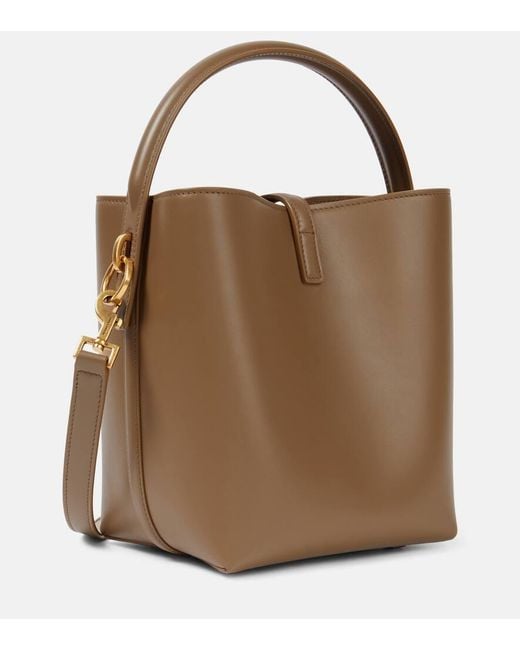 Saint Laurent Brown Le 37 Small Leather Bucket Bag