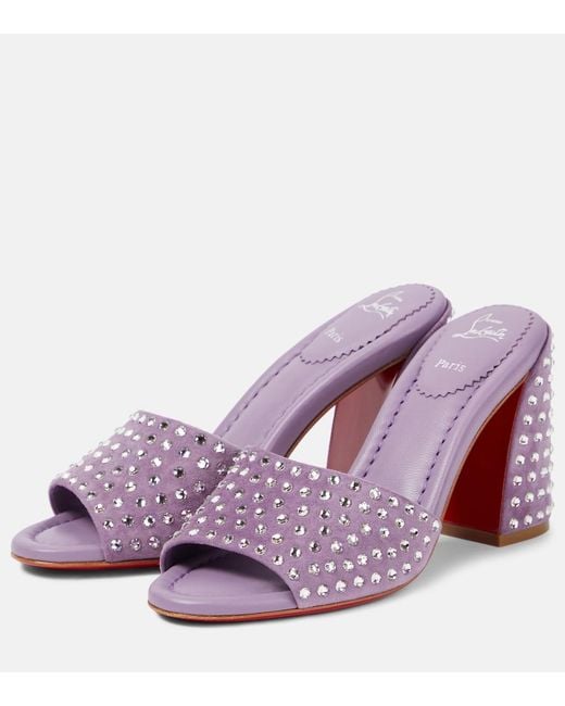 Christian Louboutin Purple Jane Embellished Suede Mules