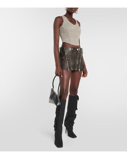 Dion Lee White Cropped Ribbed-Knit Bustier