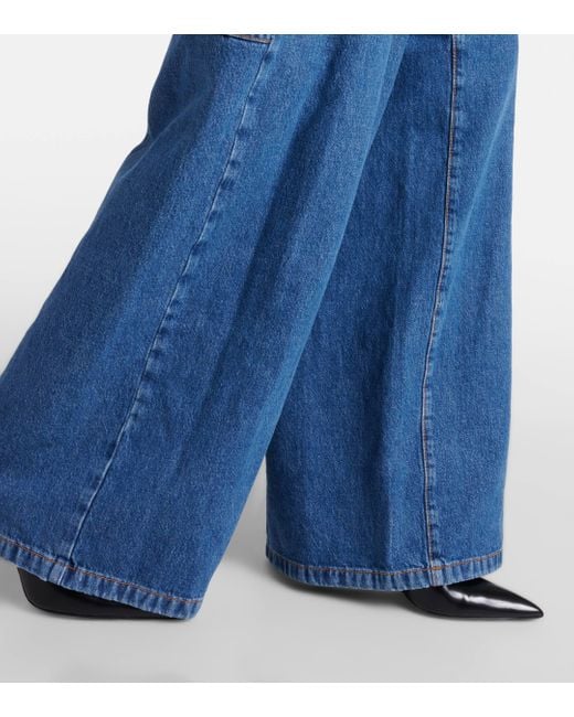 Etro Blue High-rise Wide-leg Jeans