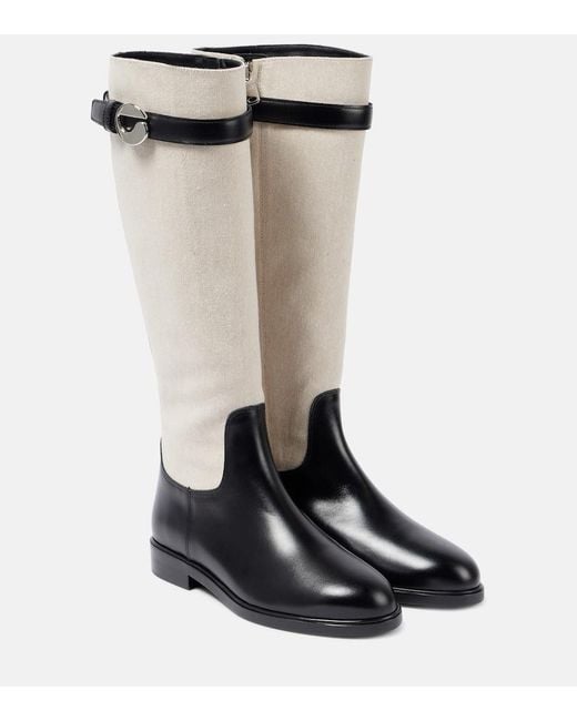 Coperni Womens Black Cavalier Leather KneeHigh Boots