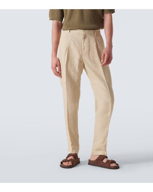 Sunspel Natural Linen Straight Pants for men