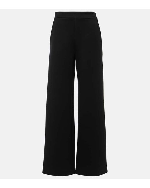 Max Mara Black Weite High-Rise-Hose Aus Jersey