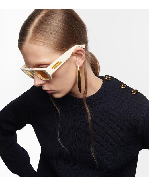 Bottega Veneta Natural Rectangular Sunglasses