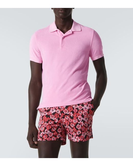 Tom Ford Pink Cotton-Blend Terry Polo Shirt for men