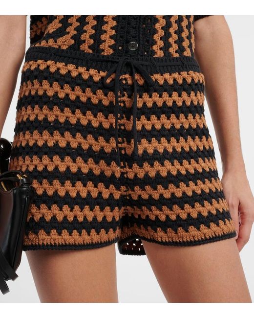 Staud Black Samara Cotton Crochet Shorts