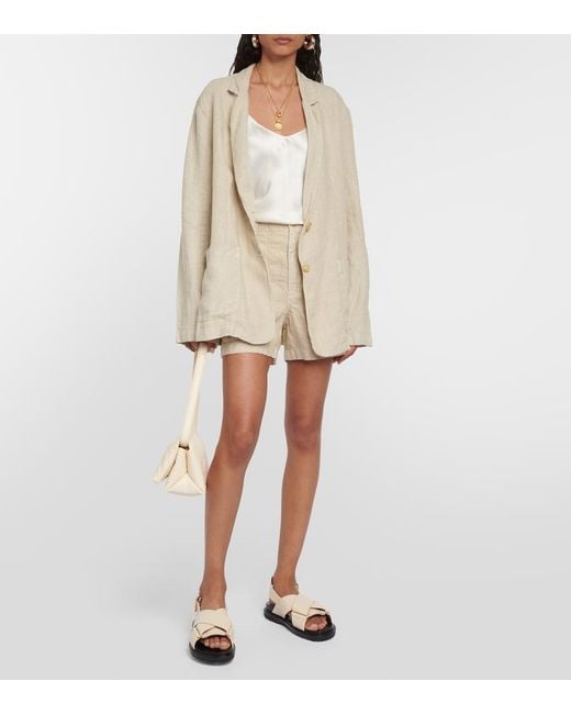 Velvet Natural Fallon Linen Shorts