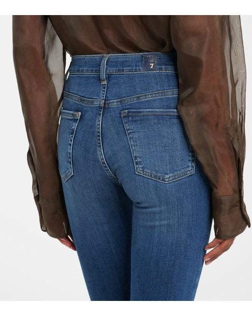 7 For All Mankind Blue Hw High-Waist Skinny Jeans