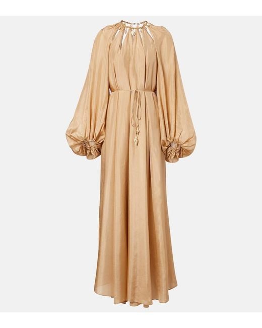 Zimmermann Natural Mahon Embellished Silk Maxi Dress