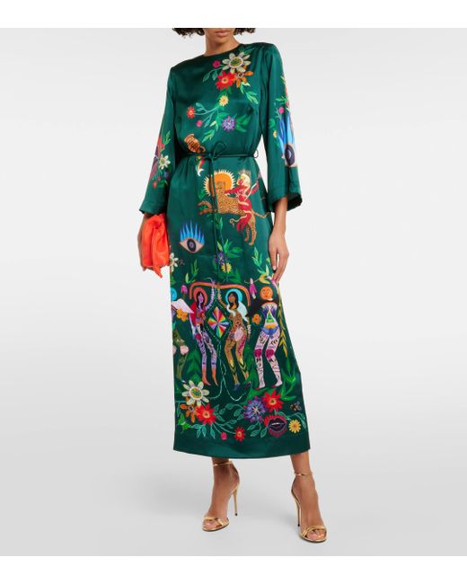 Robe longue Dimi en jacquard de soie ALÉMAIS en coloris Green
