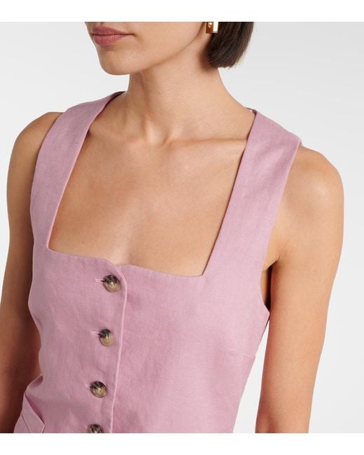 Faithfull The Brand Pink Jaques Linen Minidress