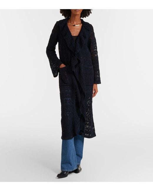 Dorothee Schumacher Black Cotton-Blend Crochet Coat