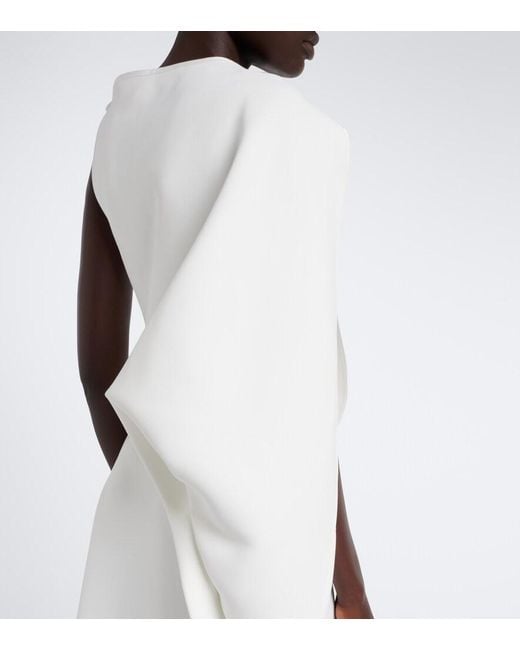 Maticevski White Prosper Asymmetric Draped Midi Dress