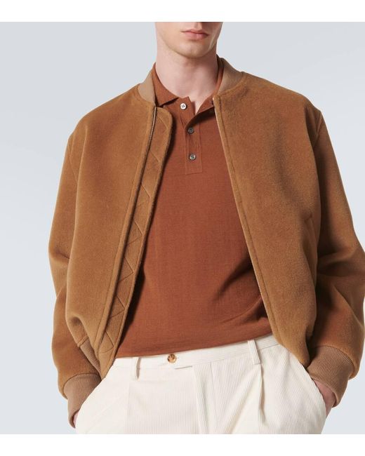 Lardini Brown Wool, Silk, And Cashmere Polo Sweater for men
