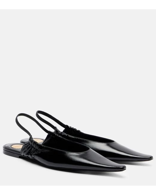 Saint Laurent Black Leather Slingback Flats