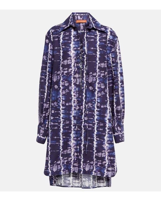Altuzarra Blue Nia Printed Cotton-blend Shirt Dress