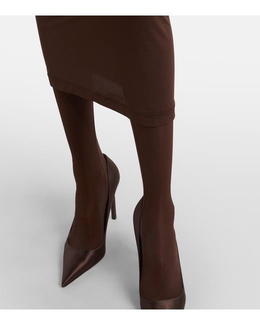 Wardrobe NYC Brown Sheer Midi Skirt