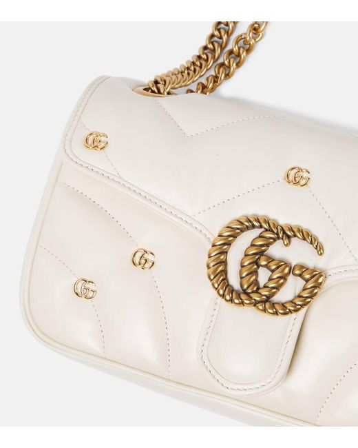 Gucci Natural Schultertasche GG Marmont aus Leder