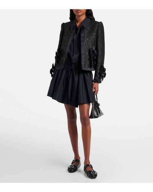 Noir Kei Ninomiya Black Satin-Trimmed Sequined Jacket