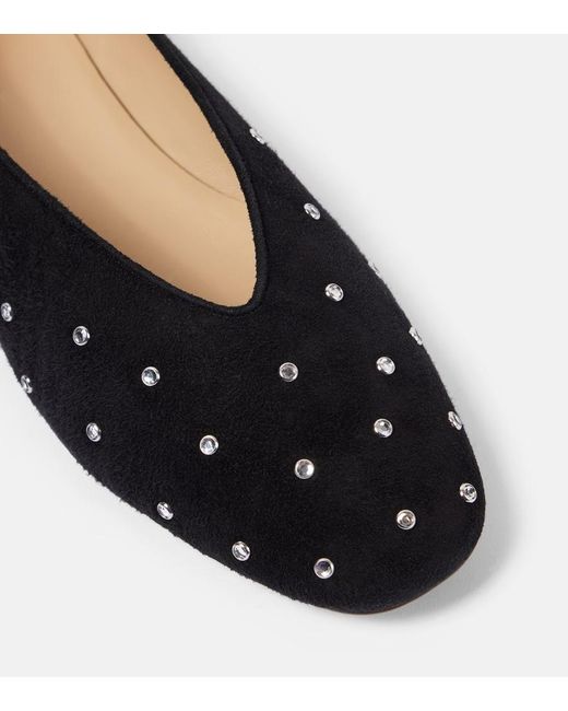 Le Monde Beryl Blue Regency Embellished Suede Ballet Flats