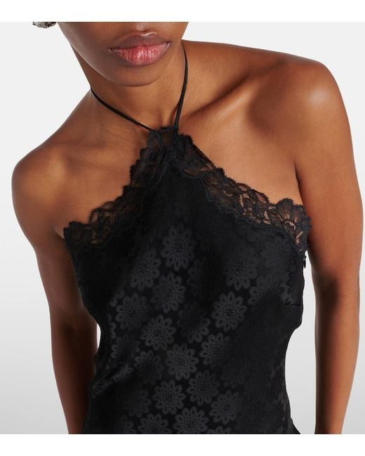 Stella McCartney Black Floral Jacquard Lace Midi Dress