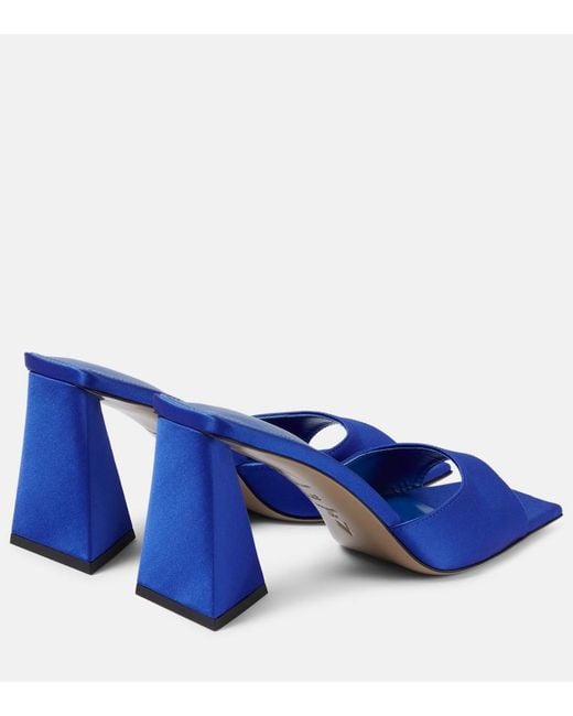 The Attico Blue Mini Devon 85 Satin Mules