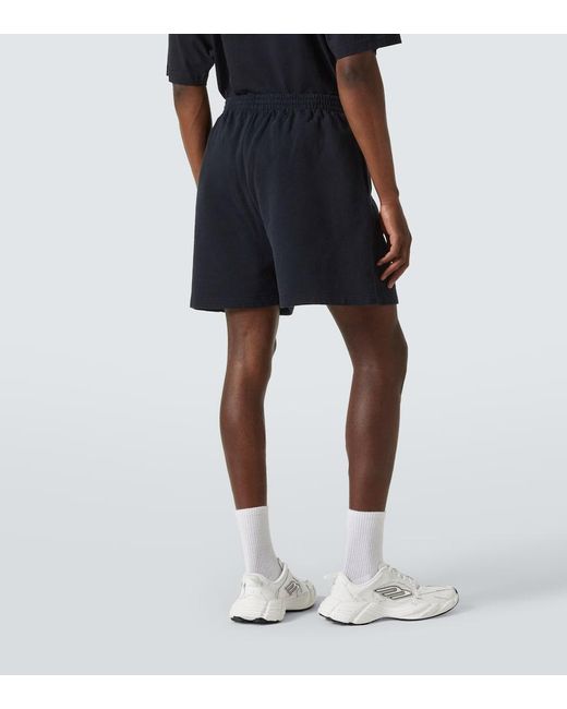 Balenciaga Blue Logo Cotton Fleece Shorts for men