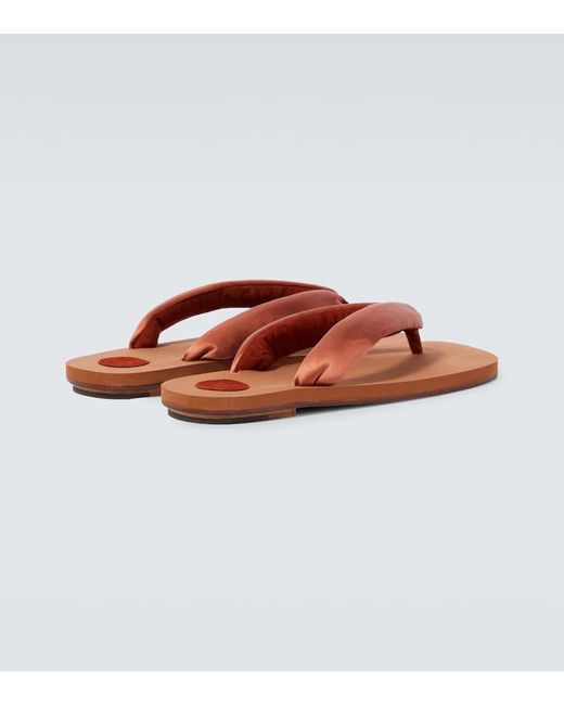 Dries Van Noten Brown Satin Thong Sandals for men