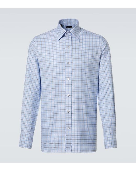 Tom Ford Blue Cotton-Blend Shirt for men