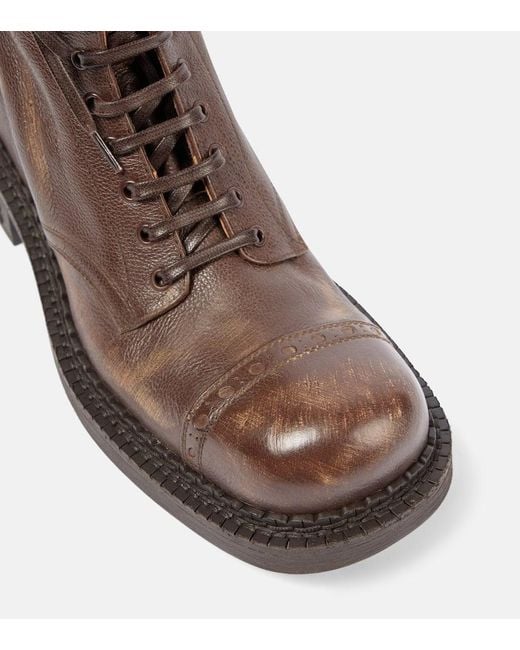Miu Miu Brown Leather Lace-Up Boots