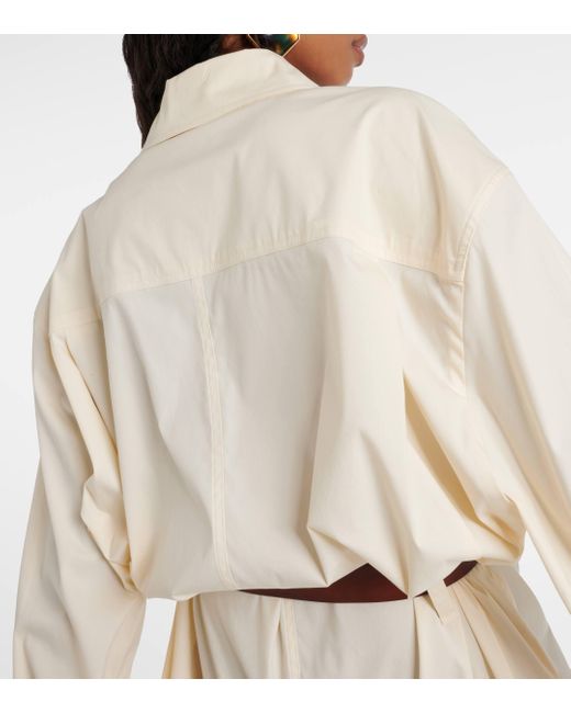 Saint Laurent Natural Oversized Cotton-blend Satin Jumpsuit