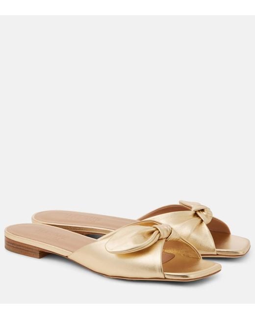 Malone Souliers Natural Vargas 10 Metallic Leather Mules
