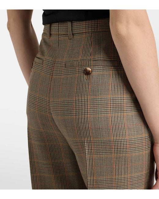 Alexander McQueen Brown Gerade High-Rise-Hose Country Check Aus Wolle