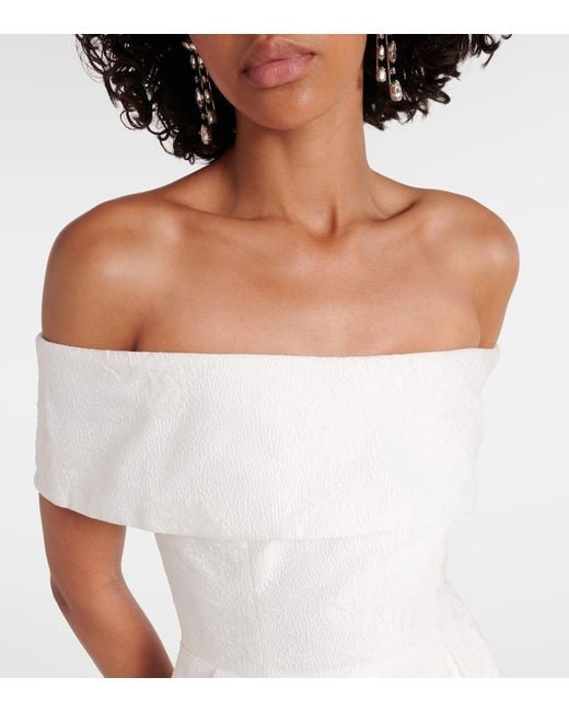 Rebecca Vallance White Antoinette Off-Shoulder Jacquard Maxi Dress